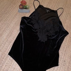 Black velvet bodysuit